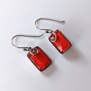 Jolica Sterling And Red Glass Earrings